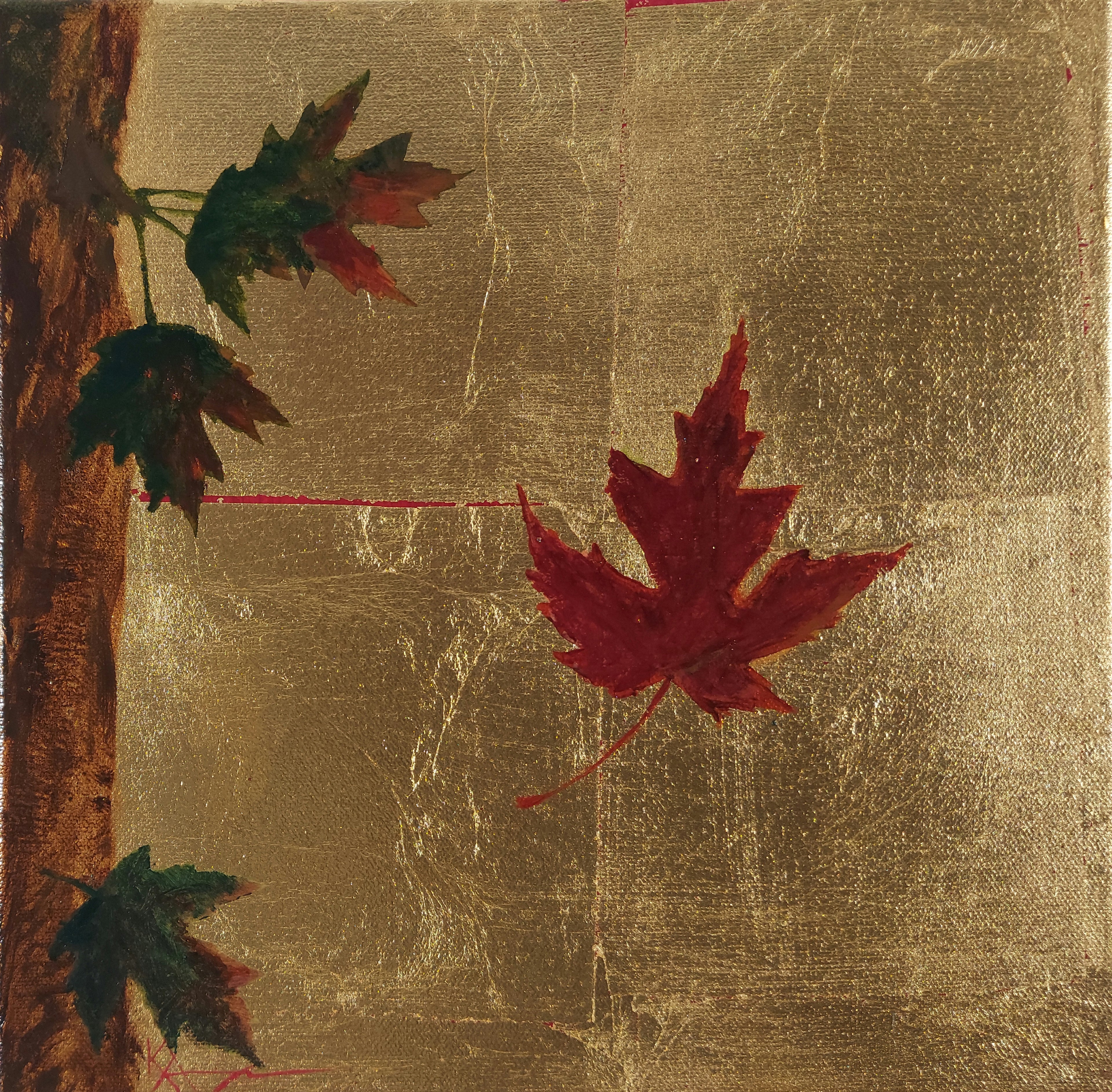 Comfort, Oil on Metal Leaf, 12x12", 2024