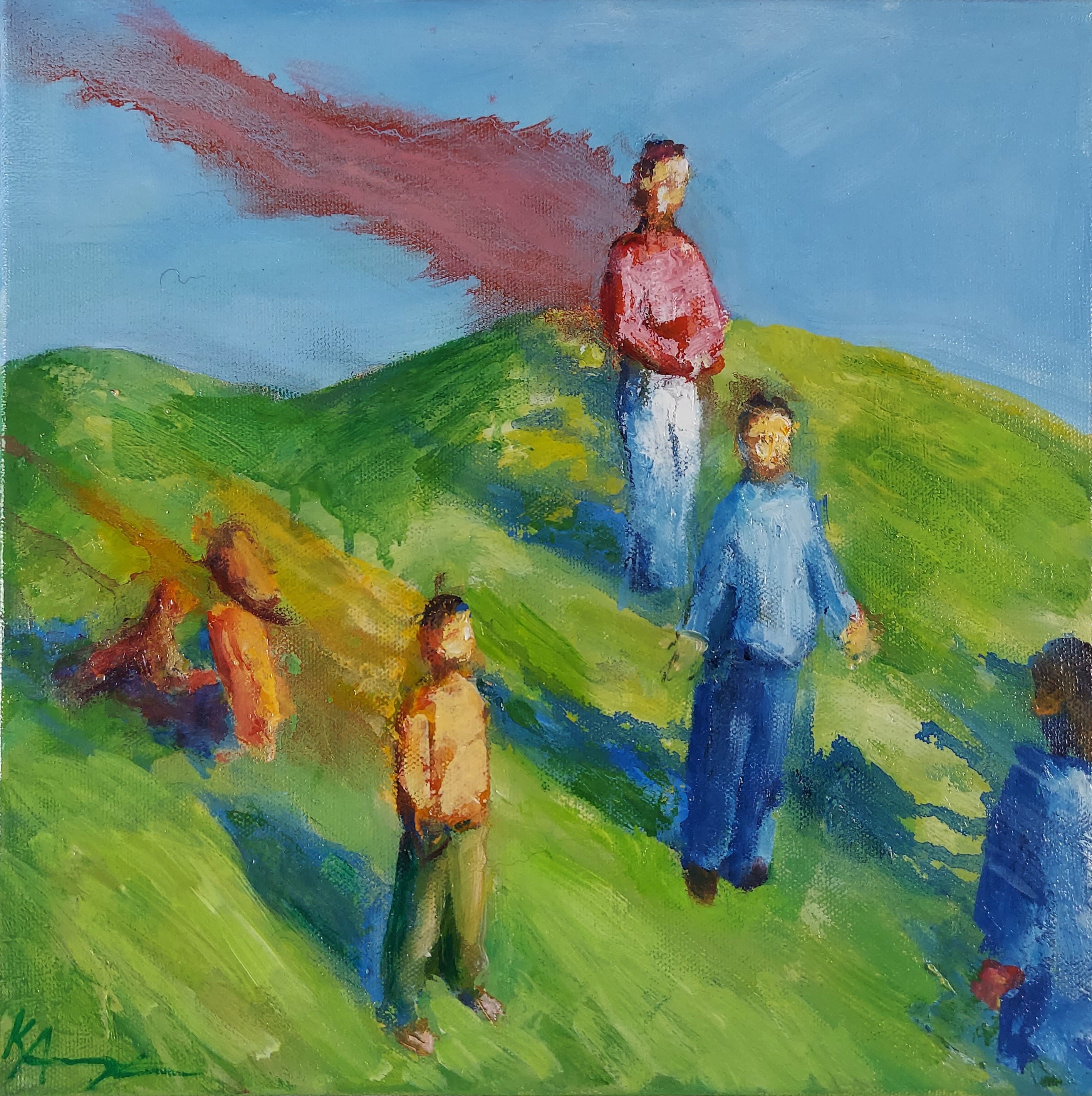 Tai Chi on the Hill, oil on canvas, 12x12", framed, 2026